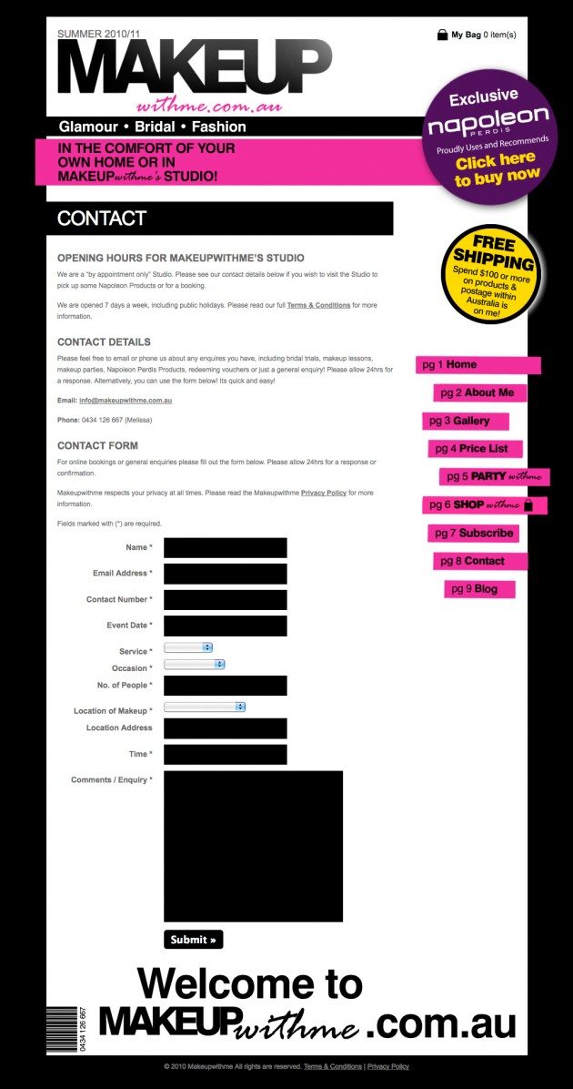 Makeupwithme Contact Page