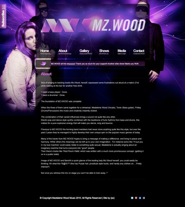 MZWOOD New subpage design