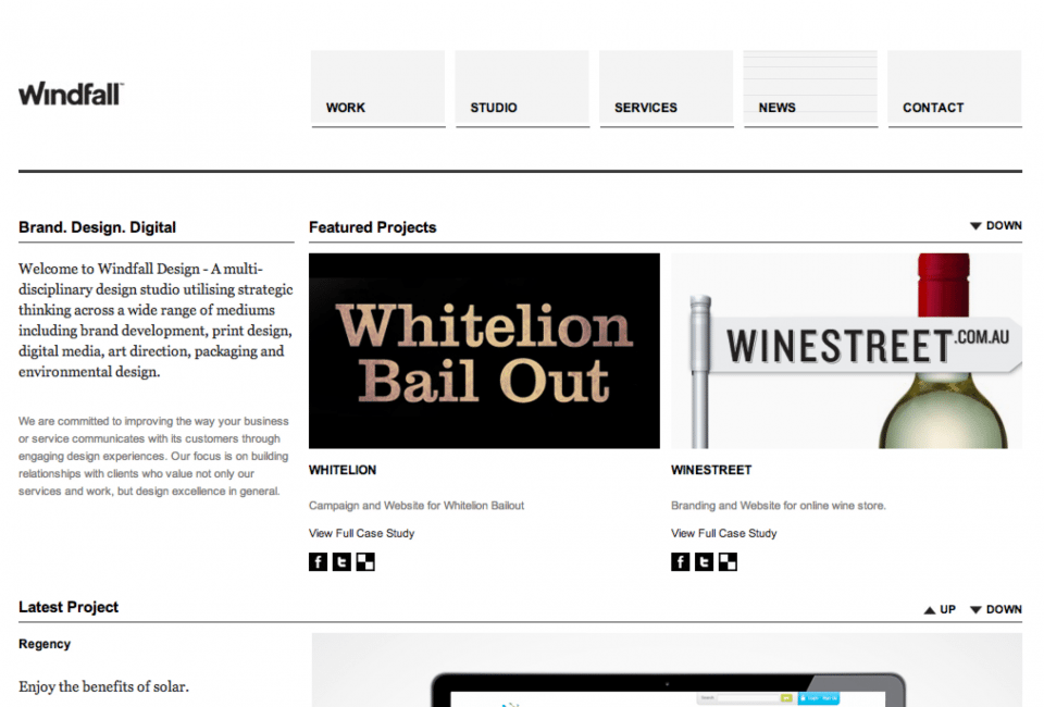 Website preview for Windfall Design